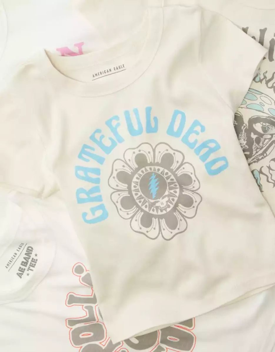 T Shirts American Eagle AE Grateful Dead Graphique Baby Tee Blanche Femme | API-01510560